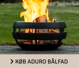 Aduro bålfad i støbejern med grillrist til haven eller terrassen. Køb i webshoppen her.